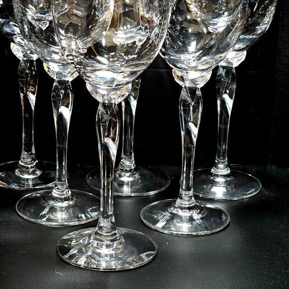 6 Lenox Unity Gold Wine Glasses 7.5" USA crystal goblets twisted stem marked 198 - Picture 8 of 10